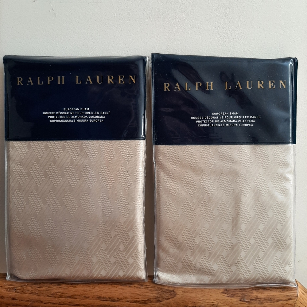 Ralph Lauren Bedford Jacquard Euro Shams Champagne MSRP $430